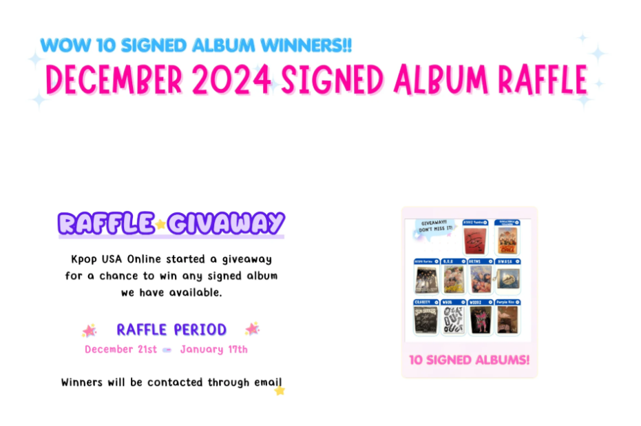 DECEMBER SIGNED ALBUM RAFFLE: DECEMBER 21ST - JANUARY 17TH