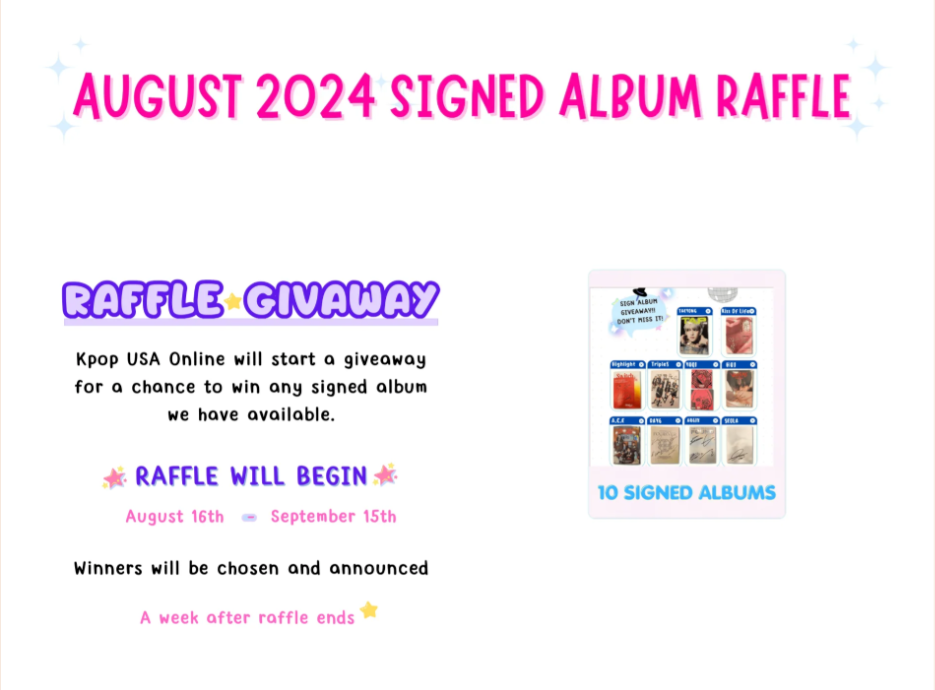 AUGUST SIGNED ALBUM RAFFLE: AUGUST 16TH - SEPTEMBER 15TH
