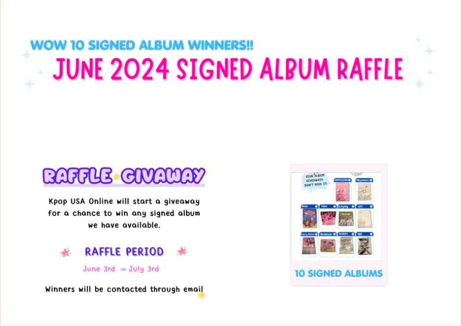 WOW 10 SIGNED ALBUM WINNERS!! JUNE Raffle: June 3rd – July 3rd