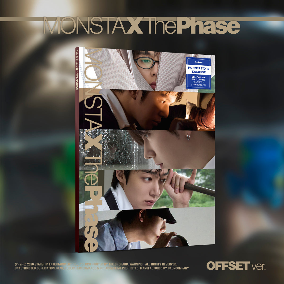 MONSTA X  EP ALBUM THE PHASE  (OFFSET VER.)  U.S VER HELLO82 [PARTNER STORE EXCLUSIVE]    |   INCLUDES  HELLO82 OFFICIAL AEGYO VER. PHOTOCARD  (RANDOM 1 OUT OF 5)      [PRE]