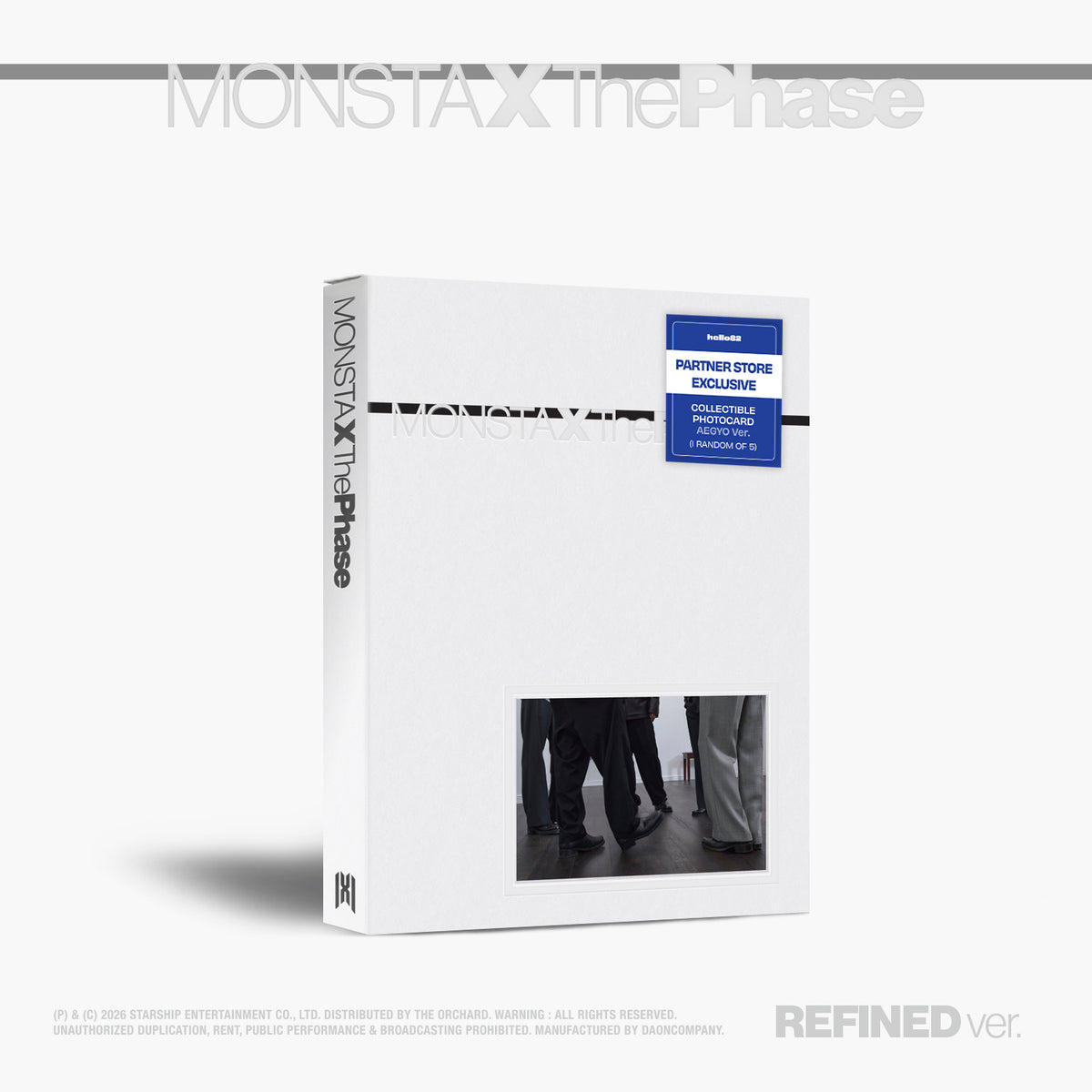 MONSTA X  EP ALBUM THE PHASE  (REFINED VER.)  U.S VER HELLO82 [PARTNER STORE EXCLUSIVE]    |   INCLUDES  HELLO82 OFFICIAL AEGYO VER. PHOTOCARD  (RANDOM 1 OUT OF 2)       [PRE]