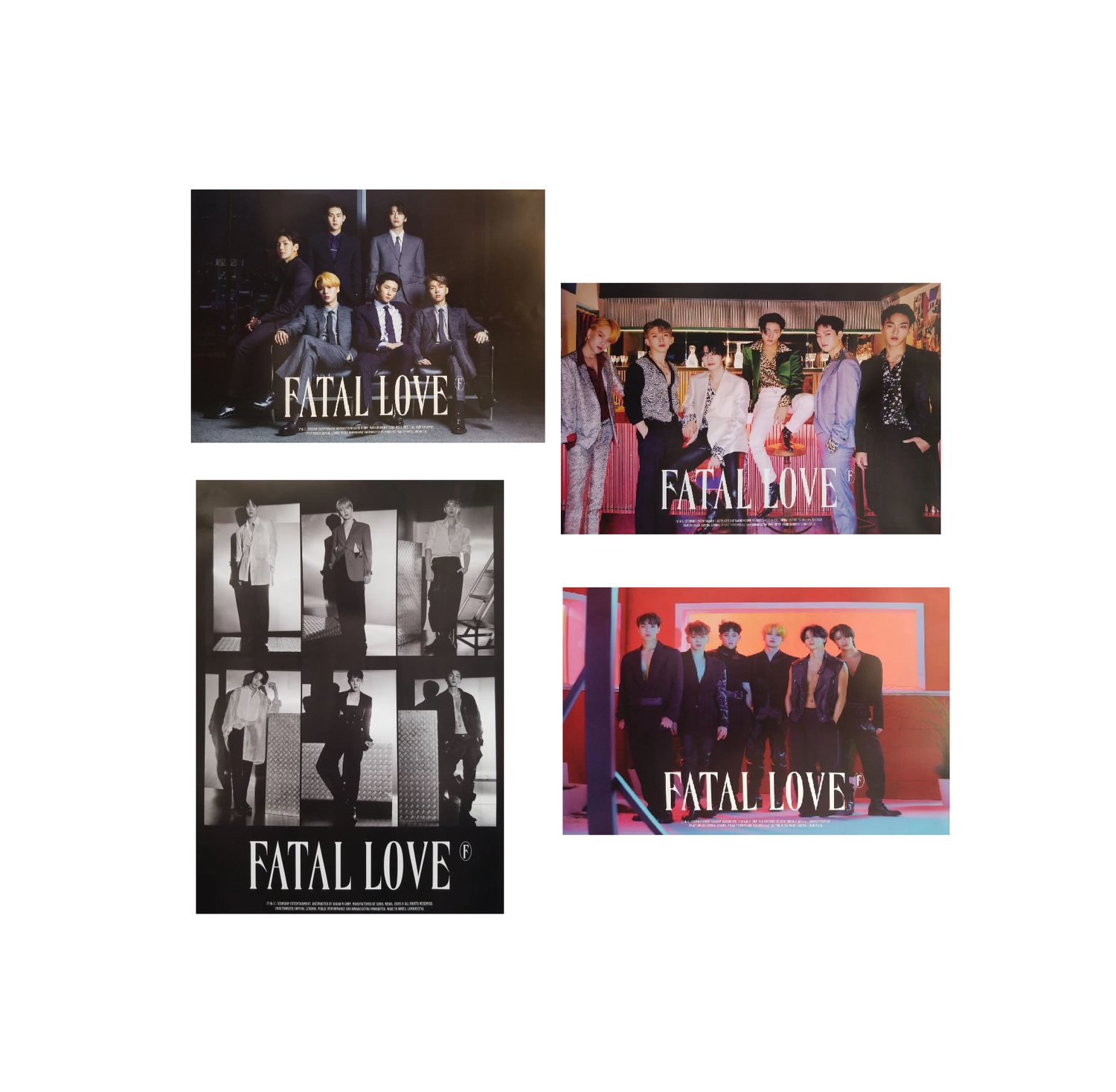 MONSTA X  FATAL LOVE 3RD ALBUM OFFICIAL POSTERS (4 POSTERS SET)