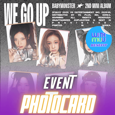 BABYMONSTER  2ND MINI ALBUM  WE GO UP   (PATTERN VER.)     |  KPOP USA WITHMUU OFFICIAL POLAROID PHOTOCARD  (RANDOM 1 OUT OF 6)