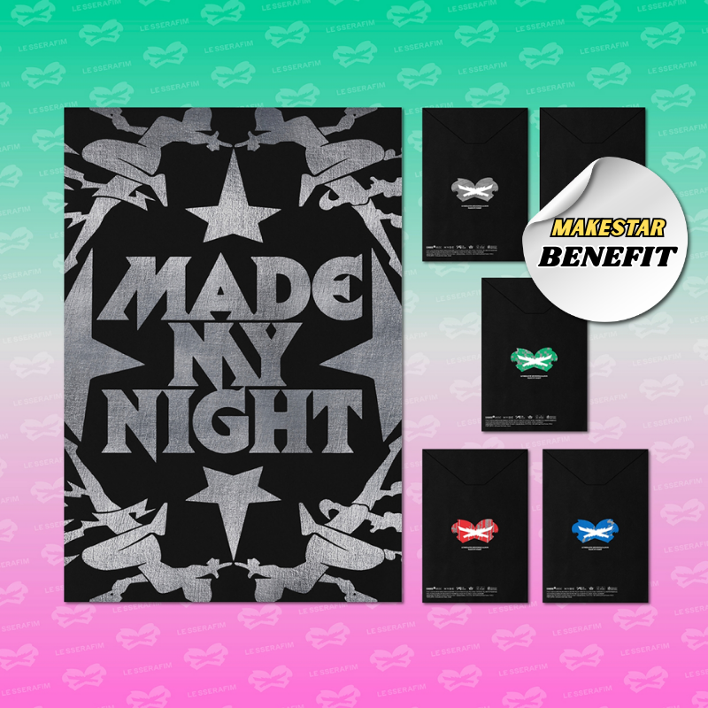 LE SSERAFIM 2ND SINGLE ALBUM MADE MY NIGHT CHEMICAL NIGHT   (COMPACT VER.)  -   5 ALBUMS SET   |  KPOP USA MAKESTAR OFFICIAL PHOTOCARDS (RANDOM 1 OUT OF 5)  + IDIVIDUAL CUT PHOTOCARD (RANDOM 1 OUT OF 5)      [PRE]