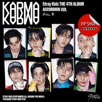 STRAY KIDS 4TH ALBUM KARMA   (ACCORDION VER.)   |  JYP SHOP OFFICIAL PHOTOCARD INCLUDED PER ALBUM (RANDOM 1 OUT OF 8)