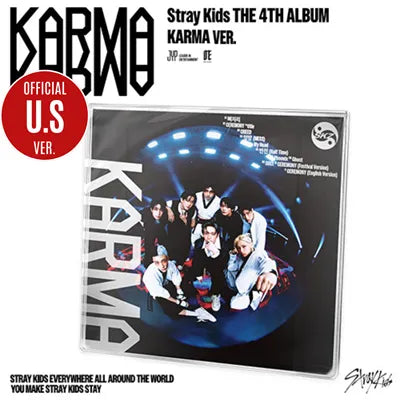 STRAY KIDS 4TH ALBUM KARMA  [U.S RELEASE]   (KARMA VER.)       | NORTHERN AMERICAN EXCLUSIVE POSTCARD INCLUDED + ADDED 1 PC KPOP USA OFFICIAL PHOTOCARD PER ALBUM
