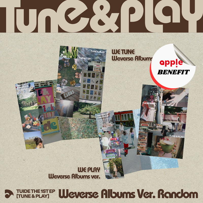 TUIDE 1ST EP ALBUM TUNE & PLAY   (WEVERSE ALBUM VER.)  -  2 ALBUMS SET   |   KPOP USA APPLE OFFICIAL LOGO MAGNET  (RANDOM 1 OUT FO 2)   +  ADDED GROUP POLAROID PHOTOCARD     [PRE]