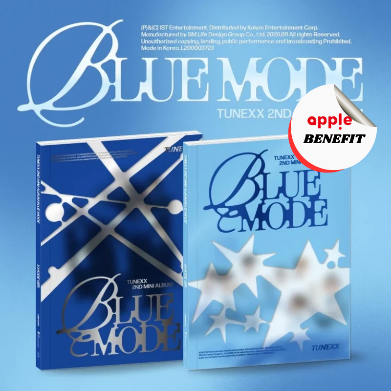 TUNEXX 2ND MINI ALBUM BLUE MODE   -  2 ALBUMS SET   |   KPOP USA APPLE OFFICIAL PHOTOCARD  (RANDOM 1 OUT OF 7)   +  ADDED PHOTO BOOKMARK (RANDOM 1 OUT OF 7)  SET ONLY      [PRE]