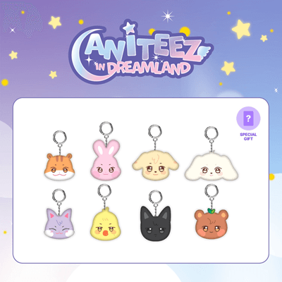 ATEEZ X ANITEEZ IN DREAMLAND OFFICIAL MD  MINI  FACE KEYRING    |  INCLUDES OFFICIAL MATCHING POB