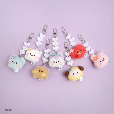 BT21 OFFICIAL MININI BEADS PLUSH FACE  KEYRING