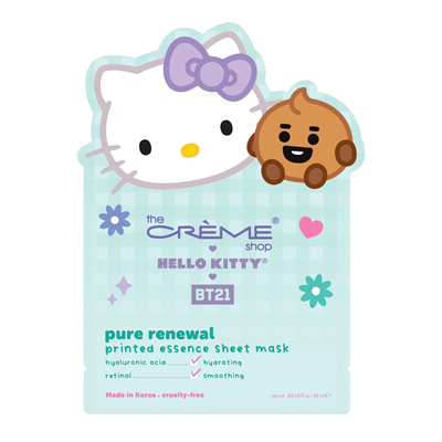 THE CRÈME SHOP X HELLO KITTY & BT21 PRINTED ESSENCE SHEET MASK (PURE RENEWAL)