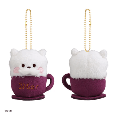 BT21 OFFICIAL MININI PLUSH KEYRING  LATTE