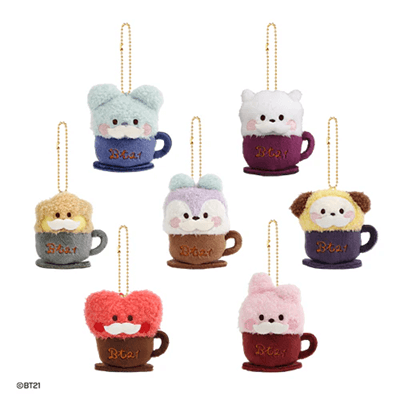 BT21 OFFICIAL MININI PLUSH KEYRING  LATTE